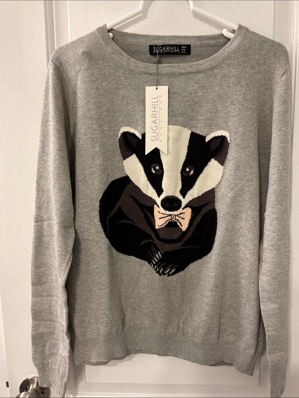 Sugarhill Boutique Gray Badger Crewneck Sweater